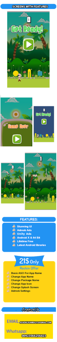 Flappy Bird Like Master jump game(Admob + Unity) - 1